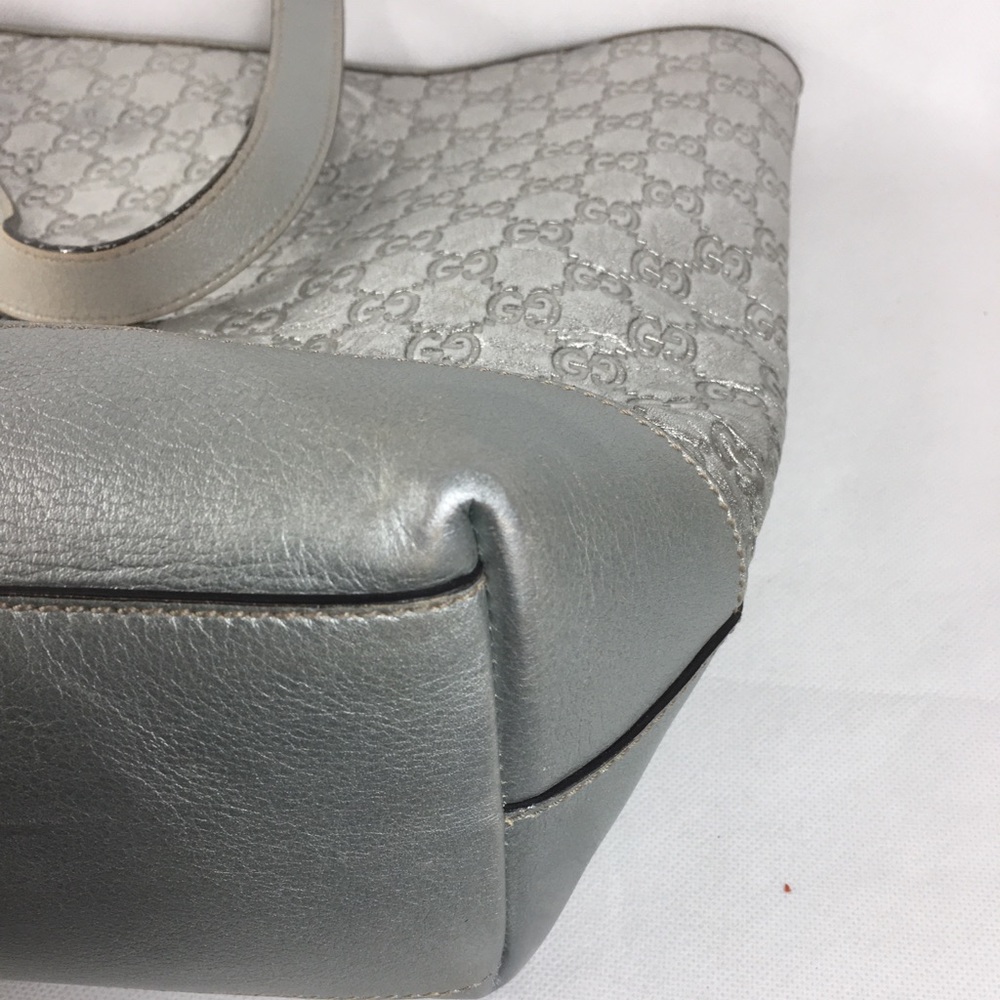 💎HUGE PLATINUM GUCCI LEATHER TOTE - Picture 15 of 16